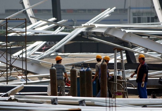 鋼結構施工坍塌現場